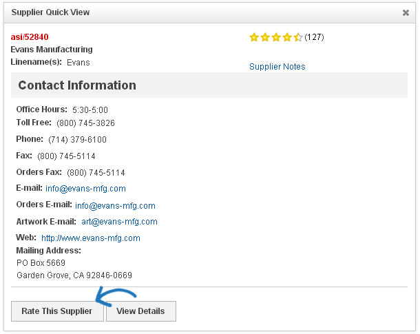 espweb rating a supplier