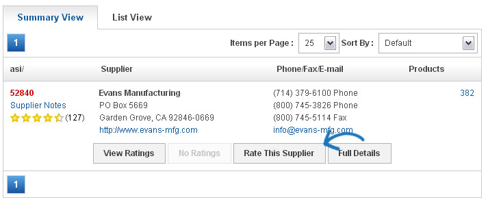 espweb rating a supplier