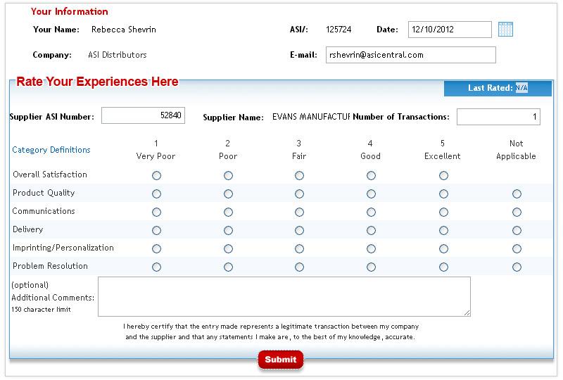 espweb rating a supplier