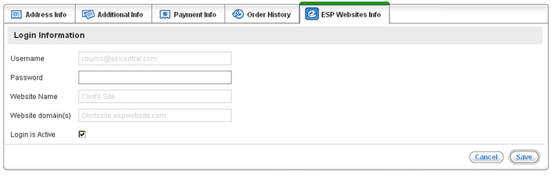 espwebsites my dashboard my customers