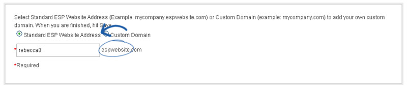 espwebsites settings domains