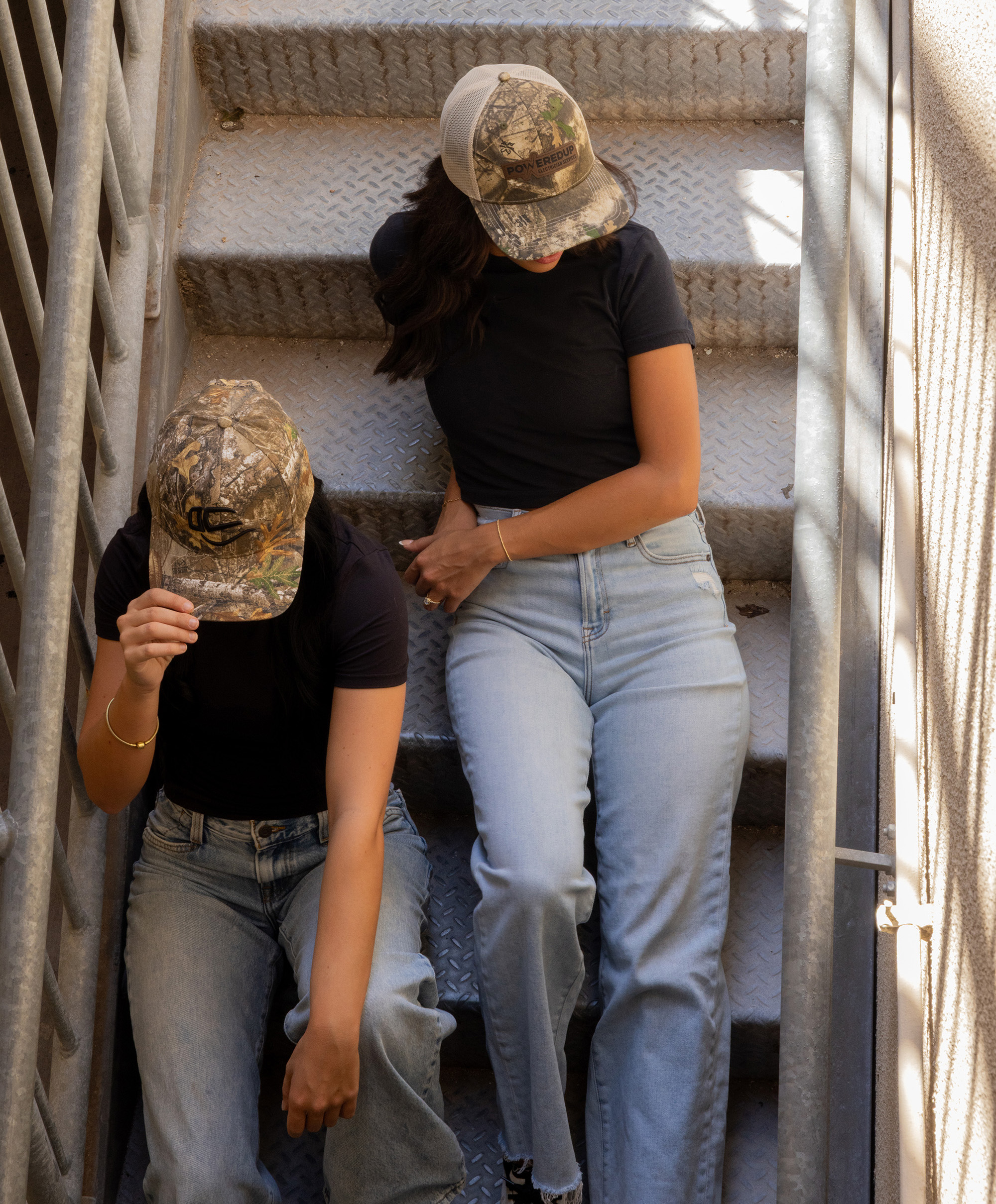 wearing camo caps